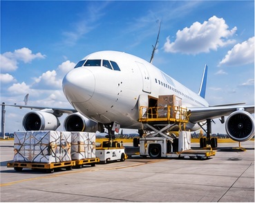 Cargo being loaded onto an aircraft